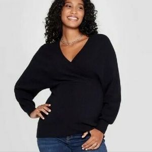 NWT!!! Isabel Maternity Black Wrap Sweater Top Size Medium